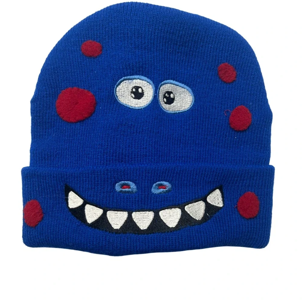 Western Chief Kids Blue Monster Dinosaur Beanie Hat with 3D Tail and Spikes OS